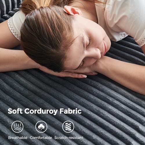 Bean Bag Chair, Corduroy Bean Bag Chair for Adults, Boneless Chair Fireside Chair,Gaint Bean Bag Lounger with Memory Foam Filled for Living Room,Bedroom,Reading Room,Gaming Room(Dark Grey) - Thumbnail 6