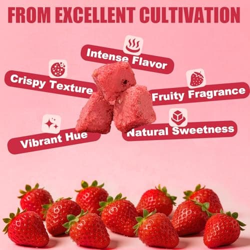 16 oz Freeze Dried Strawberry Pieces - Resealable Bucket Dehydrated Strawberries - No Added Sugar Snack for Smoothies, Oatmeal, Yogurt, Baking, Dessert & Trail Mix - Thumbnail 3