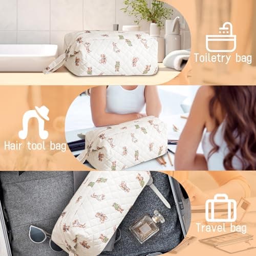 YATFRIK Quilted Hair Tools Travel Organizer Bag, Portable Carrying Case for Hair Dryer & Styling Tools, Cute Travel Hairdryer Bag for Women - Thumbnail 4