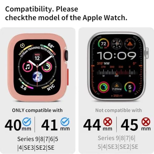 SDOCEBF Rugged Case for Apple Watch Case 41mm 40mm Series 9/8/7/6/5/4/SE3/2/1, Apple Watch Series 8 41mm Case, Soft Flexible TPU Shockproof Protective Cover, Pink - Thumbnail 6