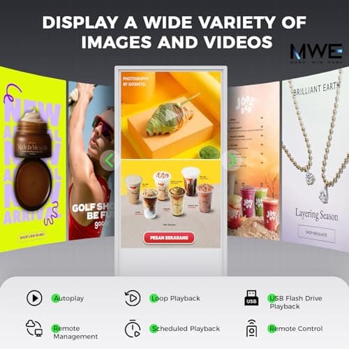 JIYANG 43 Inch Digital Signage Display, Indoor Floor Standing Advertising Display Kiosk Android System,Commercial LCD Totem Support HDMI-in,Free Customization Stickers and Lifetime CMS System(White) - Thumbnail 4