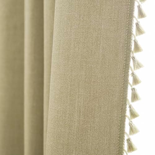 Linen Beige 100% Blackout Curtains 90 Inch Length Beige Curtains Full Black Out for Bedroom Thermal Insulated Natural Beige Grommet Room Darkening Curtains & Drapes Luxury Decor for Living Room