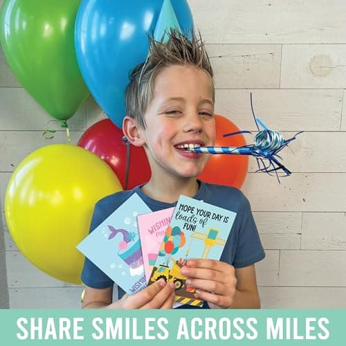 Hadley Designs Happy Birthday Cards for Kids with Envelopes - 54 Assorted Kids Birthday Cards Bulk for Classroom, Generic Children Greeting Card Pack for Students, Bday Notecards, Designed in USA - Thumbnail 6