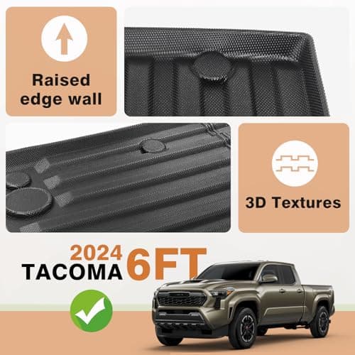 TripleAliners Truck Mat Compatible with 2024-2026 Toyota Tacoma 6FT Accessories, Truck Bed Mat Heavy Duty Custom Fit All Weather Protection TPE Pickup Liner - Thumbnail 3