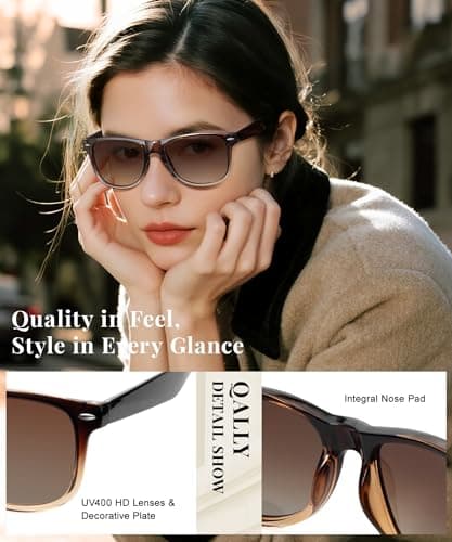 QALLY Polarized Sunglasses Womens Square Womens Sunglasses Trendy Classic Retro Sun Glasses Fashion UV400 Protection 3 Pack - Thumbnail 3