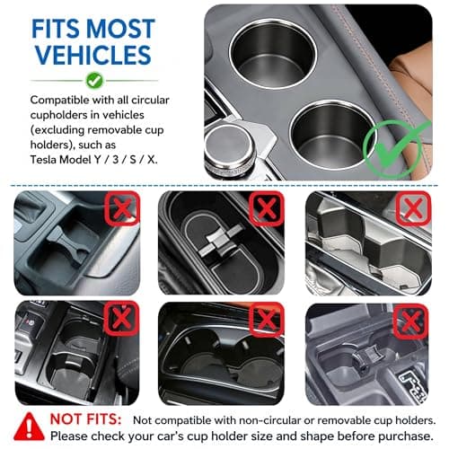 Car Food Tray & Car Table Tray with Car-Grade Aluminum Cup Holder & Phone Stand, Premium Wood with Leather Surface, 360° Rotating Car Desk for Laptop &Eating (Round, Black&Grey) - Thumbnail 3