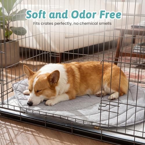 COZY KISS Cooling Mat/Pad/Blanket for Dogs & Cats Indoor — Fabric, Non-Gel, Non-Electric, Q-Max > 0.4 Leaf Shaped Pet Pad, Waterproof Summer Sleep Mat, 39x34inch, Silver Grey - Thumbnail 4