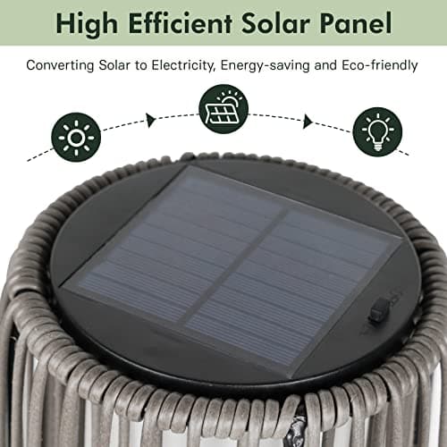 Grand patio Outdoor Floor Solar Light 2-Pack, Wicker Solar Patio Lamp Waterproof Outside Deck Lamp for Porch, Yard, Garden, Lawn Decorations - Gray, Gordes 2 PCS - Thumbnail 5