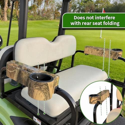 ProCartFit 4th Gen Upgrade Golf Cart Rear Seat Armrest with Cup Holder, UV-Proof Golf Cart Accessories for EZGO, Club Car, Yamaha, All-in-One Arm Rest Fit 1"/1.25" Square Tube, No Drilling - Thumbnail 2