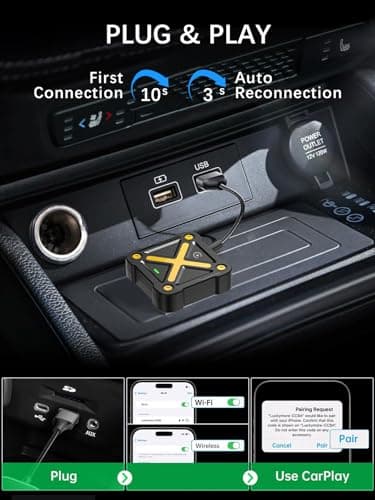 Velontork Wireless CarPlay Adapter for Apple iPhone - Bluetooth 5.3 Plug & Play, No Latency, Auto Reconnect, Compatible with 2016+ Factory Wired CarPlay Cars & iOS10+ - Thumbnail 3