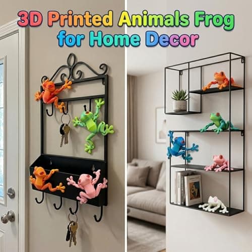 7 Pcs 3D Printed Animals Frog Fridge Magnets, Funny Refrigerator Magnets with Movable Joint and Pose Different Positions for Home Office Decoration, Frog Gifts IdeaI for Women Mom Men - Thumbnail 5