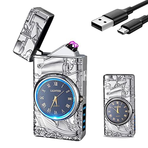 GADATOP Sail Lighter - Multifunctional Electric Arc Lighter, Windproof, Fashion Metal Luminous Watch Dial LED Lighting (Silver Sail) - Image 1
