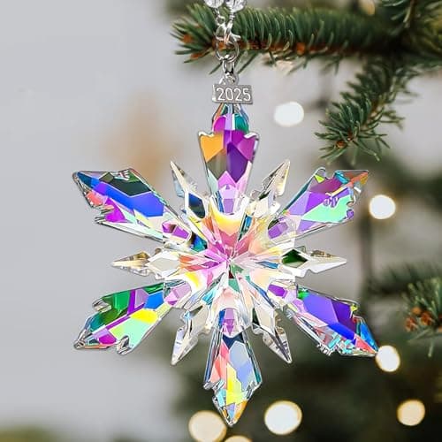 2025 Annual Edition Crystal Christmas Ornaments, Snowflake Star Ornaments for Christmas Tree, Beautiful Colorful Ornament Gifts for Family Friends - Thumbnail 6