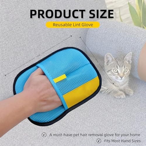 put girl 2-Pack Pet Hair Removal Gloves for Cats & Dogs, Reusable Electrostatic Pet Hair Remover Gloves for Furniture, Couch, Clothing & Car Seats - Thumbnail 2