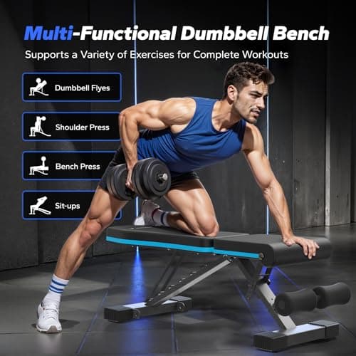 MERACH Weight Bench, Foldable Weight Benches for Home Gym with 990 LBS, Adjustable Weight Bench with 72 Training Angles, Incline Bench Press for Full Body - Thumbnail 3