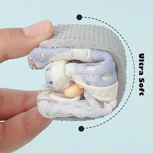 HOVELL Baby Booties Infant Soft Warm Sock Shoes Newborn Cotton Shoes Cute Baby Girls Boys Adjustable Boots Slipper(Blue-Mesh,6-12Months) - Thumbnail 2