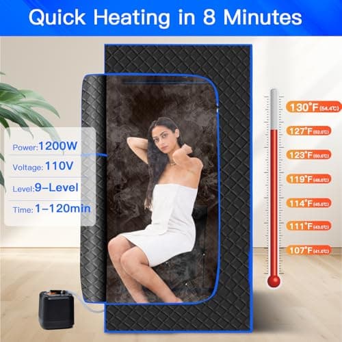 Mirrostory Portable Steam Sauna for Home, Full Body Sauna Box, Personal Sauna Steam Sauna Tent at Home Spa with 3L 1200W Steamer, Home Saunas Room for Gym, Pilates, Garage, Size of 71"x36"x36"(Black) - Thumbnail 2