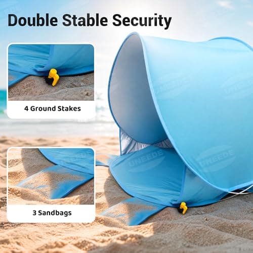 Baby Beach Tent Extra Large Pop Up Baby Tent with UV Protection - Spacious Family Sun Shelter for Parent & Child, Portable Beach Essentials (Blue, 53.1" x 36.6" x 37.4") - Thumbnail 5