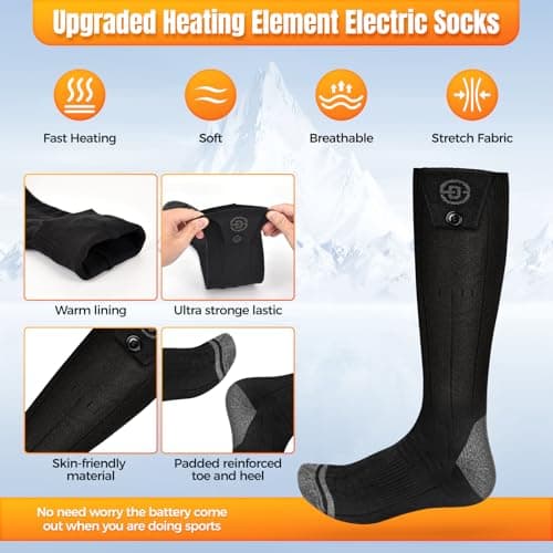 Starines 8000mAh Heated Socks for Men Women,APP Control Rechargeable Battery Electric Socks,Heating Foot Warmers Up to 13H Valentine's White Elephant Gift for Outdoor Winter Work Ski Hiking Hunting - Thumbnail 6
