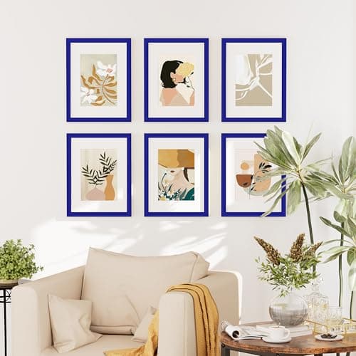 decorUhome 12x16 Picture Frame Set of 10, Display Photos 8.5x11 with Mat or 12x16 Unmatted for Picture Frames Collage Wall Decor, Royal Blue - Thumbnail 2