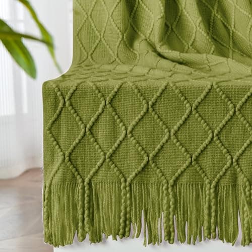 inhand Knitted Throw Blanket for Couch and Bed, Soft Living Room Home Decor Knitted Blanket with Tassel, Outdoor Lightweight Breathable Summer Blanket, Farmhouse Warm Woven Decorative, 50"x60" - Image 1
