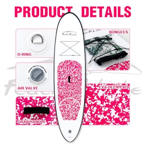 FEATH-R-LITE Inflatable Stand Up Paddle Board 10'x30''x6'' Ultra-Light (16.7lbs) SUP with Paddleboard Accessories,Three Fins,Adjustable Paddle, Pump,Backpack, Leash - Thumbnail 4