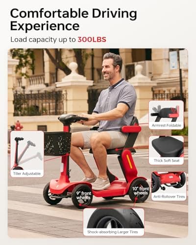 Paiseec Mobility Scooter S3 Pro 40 Miles, Airline Approved Mobility Scooter for Seniors, Intelligent Speed Control Foldable Mobility Scooters, 250W Powered All Terrain Mobility Scooters for Adults - Thumbnail 6