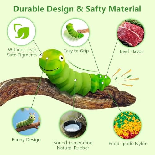 FurtasticFinds Indestructible Dog Toys for Aggressive Chewers, Tough Chew Proof Toy for Large Dogs, Squeaky Rubber Chew Toy with Beef Flavor for Boredom & Anxiety Relief (Green) - Thumbnail 3