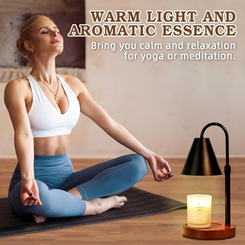 Candle Warmer Lamp with Timer Dimmable,Mothers Day Birthday Gifts for Women Mom, Adiustable Height Modern Candle Warmer Black Candle Lamp for Jar Candle, Home Decor Vintage Wax Warmer with 2 Bulbs - Thumbnail 6