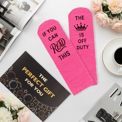 Dalycro Retirement Gift for Woman Funny Fuzzy Socks Retirement Birthday Gag Gift for Mom Grandma Christmas Stocking Stuffer (US, Alpha, One Size, Regular, Regular, Pink) - Thumbnail 2