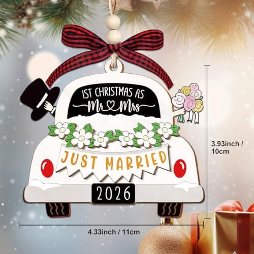 Wedding Gifts for Couples 2026, Gifts for Newlyweds, Bridal Shower Gift, Mr and Mrs Gift, Just Married Ornaments, First Christmas Married Ornament 2026 - Thumbnail 5