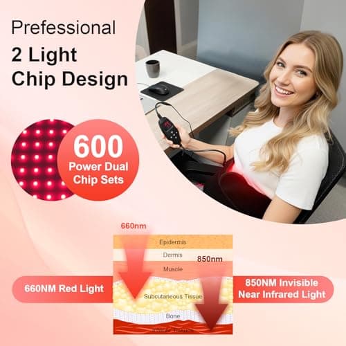 Red Light Therapy Mat for Body - 26.8" x 23.5" RedLight Therapy Pad with 600 LEDs,Near Infrared Red Light Mat 660nm & 850nm Redlight Therapy Pads W770 - Thumbnail 2