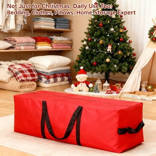 Christmas Tree Storage Bag, 600D Oxford Fabric with Reinforced Carrying Handles and Dual Zippers, Heavy Duty Tree Bag Waterproof, Extra Large Moving Bags Transparent Pocket, 7.5 ft - Thumbnail 5