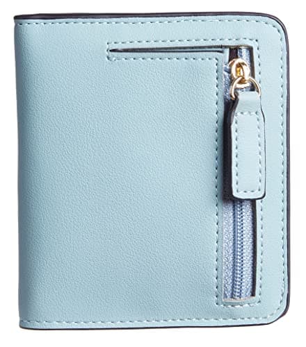 Gostwo Small Wallet for Women, Slim RFID Blocking Wallet, Credit Card Holder Wallet, Compact Bifold Luxury Genuine Leather Pocket Passport Wallet Ladies Girls Mini Purse Travel with ID Window, Blue - Image 1