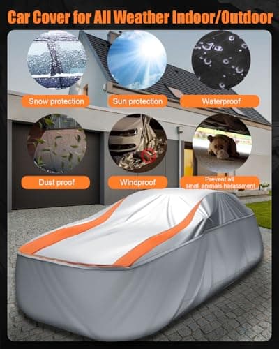 FJWDSC Sliver Full Enclosed Larger SUV Car Cover Universal Fit Tahoe/Traverse,Sienna,BMW X7/XM,Audi Q6/Q7,GLS/EQS,Yukon,Lexus LX/TX,GL8,Odyssey,Ford Flex,Durango,Infiniti QX60/80,EM90,Pacifica - Thumbnail 3