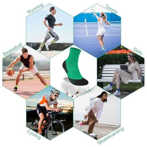 NIcool Green Athletic Cushioned Socks, 3 Pairs St Patrick's Day Socks Cycling Socks for Men Compression Tennis Socks for Women Moisture Wicking Mens Quarter Socks Padded Seamless Running Socks, Green - Thumbnail 6