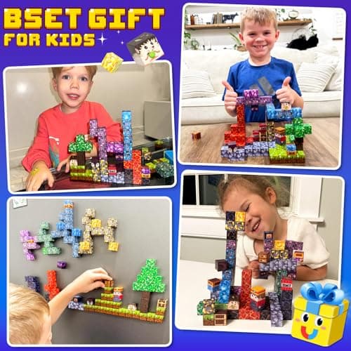 Magnetic Blocks - Build Mine Magnet World Set, STEM Magnetic Building Blocks for Kids Ages 4-6 6-8 8-13, Montessori Sensory Toys for Toddlers, Birthday Toys Gifts for 3+ Years Old Boys & Girls - Thumbnail 6