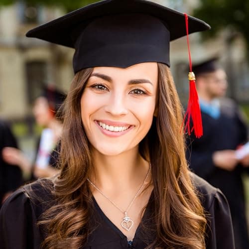 M MOOHAM 2026 Graduation Gift for Her, 14K White Gold Plated Graduation Cap Necklaces Initial D Graduation Necklaces Class of 2026 High School College Graduation Gifts - Thumbnail 4