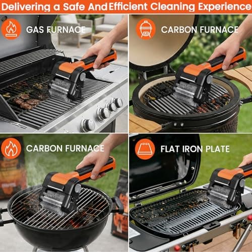 Electric Grill Brush, 950 RPM Cordless Electric BBQ Grill Cleaner with 4500mAh Battery, LED Light, 304 Stainless Steel Brush Head, No Preheating Grill, Heavy Duty Grill Clean Tool for Outdoor Grill - Thumbnail 6