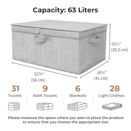 GRANNY SAYS Fabric Storage Bin with Lid, Decorative Storage Box with Label, Extra Large Storage Baskets, Closet Organizer, Memory Keepsake Box, Gray, 1-Pack - Thumbnail 6