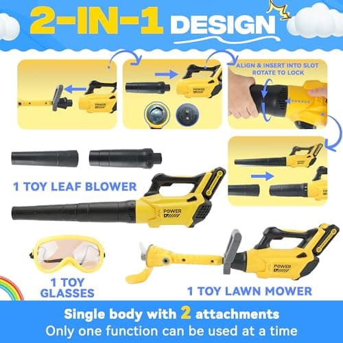 Toy Choi's 2-in-1 Kids Leaf Blower & Weed Trimmer Toy Set with Goggles, Realistic Sounds & Lights, Toddler Gardening Tools Pretend Play Outdoor Toys for Boys Girls Ages 3 4 5 6 7+ - Thumbnail 3