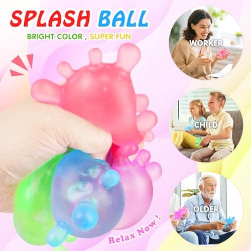 1 Pack Fidget Toys Stress Balls for Kids, Splat-Tastic Squishy Toy, Stress Splat Toy, Squishies Anxiety Stress Relief, Ice Squishy Stress Sensory Cube Malt Sugar Balls with Autism - Thumbnail 2