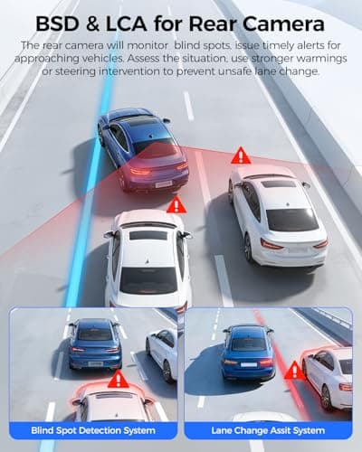 AZDOME ADAS Dash Cam Front and Rear, 4K+2.5K UHD Dash Camera for Cars, 64GB Card Included, Voice Control, Bulit-in 5.8GHz Wi-Fi GPS, 3.19'' IPS Screen Dashcam, Night Vision, 24H Parking Mode M550 Pro - Thumbnail 6
