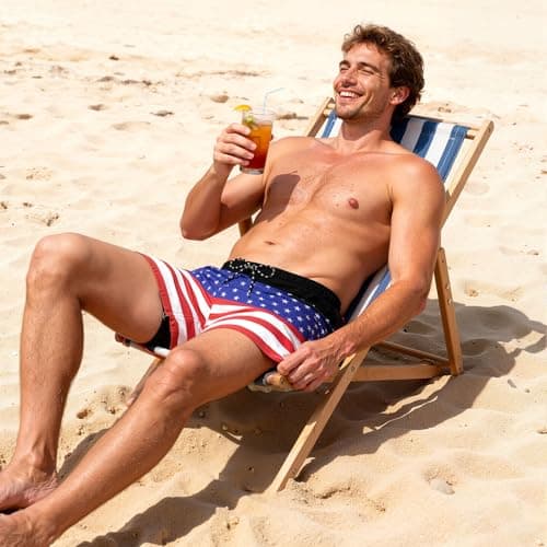 Cozople Mens Swim Trunks American Flag 4th of July Swimming Trunks with Compression Liner Quick Dry Beach Swimwear Bathing Suit XL - Thumbnail 6