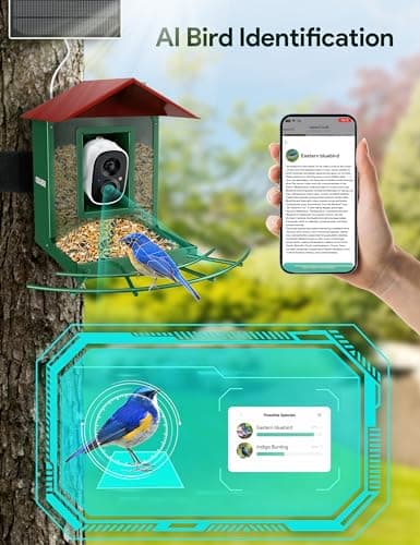 Osoeri Bird Feeder with Camera, Camera Bird Feeder for Outside, Solar-Powered, Smart AI Identify Birds, Auto Capture Video & Instant Arrival Alert, Ideal Gift for Family and Birdlover - Thumbnail 2