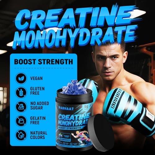 NSF Certified Creatine Gummy - Creatine Monohydrate Gummies 5g for Men & Women - Boost Focus,Strength, and Endurance, Vegan, Gluten-Free, Non-GMO, 2.5 Gram Creatine per Gummy (Blueberry 90 ct) - Thumbnail 4