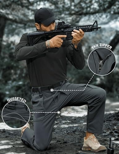 MOURCE Tactical Pants for Men Stretch - Lightweight Quick Dry Men's Cargo Work Pants Construction Military Outdoor, Grey XL - Thumbnail 3