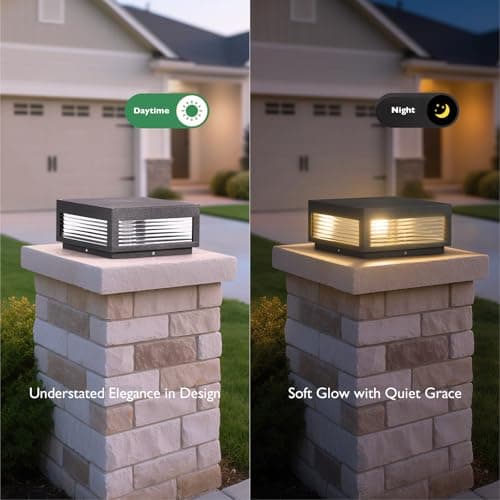 PAKEDANDUN Outdoor Post Lights, 11.81" Column Pillar Light Hard Wired, Modern Fence Posts Lamp Waterproof 3000K Warm LED Lighting Lantern with E26 Bulb for Patio Driveway Garden Decoration - Thumbnail 5
