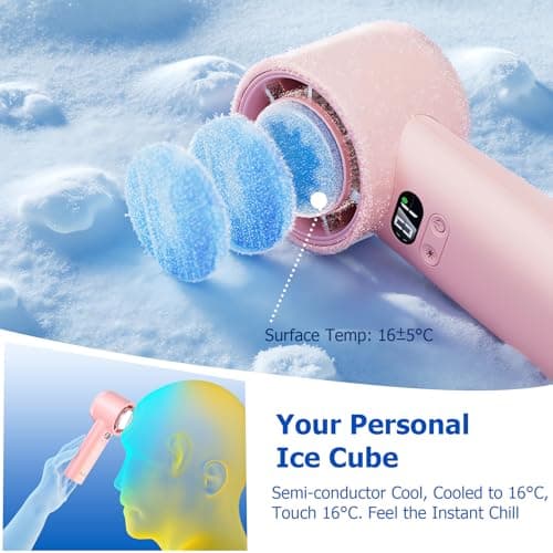 HandFan 5200mAh High Speed Handheld Turbo Fan, 1-100 Speeds Adjustable Powerful Cooling Ice Fan, Portable Mini Hand Fans Rechargeable, for Summer Beach Travel Concerts, Gifts for Women(Pink) - Thumbnail 2