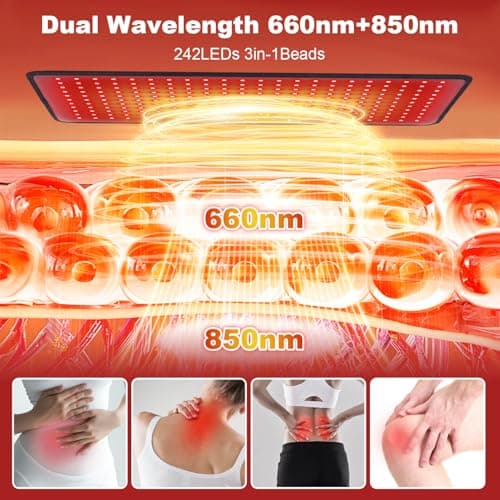 VITALCROSS Large Red Light Therapy Pad for Body 24"x12", 660nm & 850nm Near Infrared Light Therapy Mat 35w with 10-90min Timer Setting for Back, Waist, Shoulder & Joints Alleviate Discomfort - Thumbnail 5